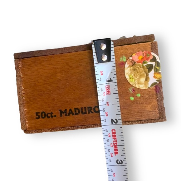 Handmade Upcycled Wooden Stash Box Organizer Rose Quartz Crystal Brass Closure - Picture 14 of 16